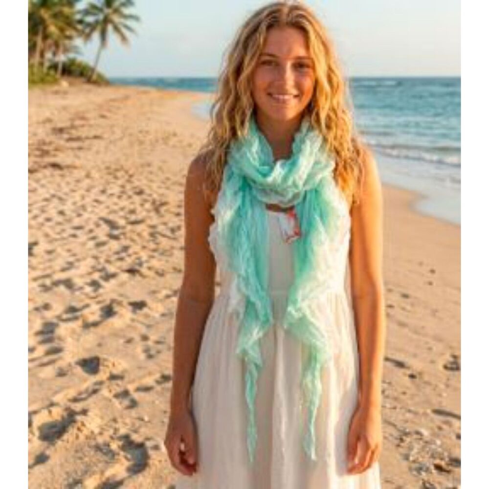 Vance Kitira Women's Light Green Julian raw Edge Scarf Wrap NWT 59